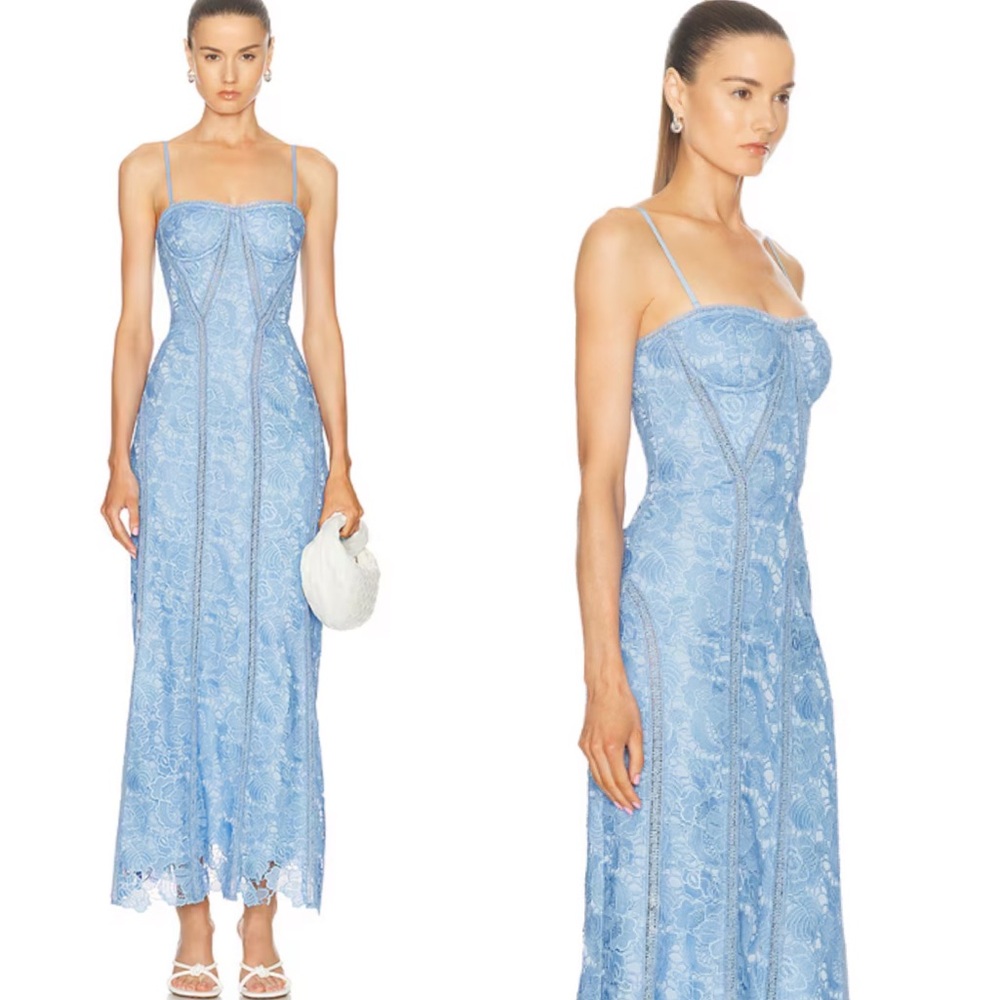 Rococo Sand Light Blue Lace Maxi Dress